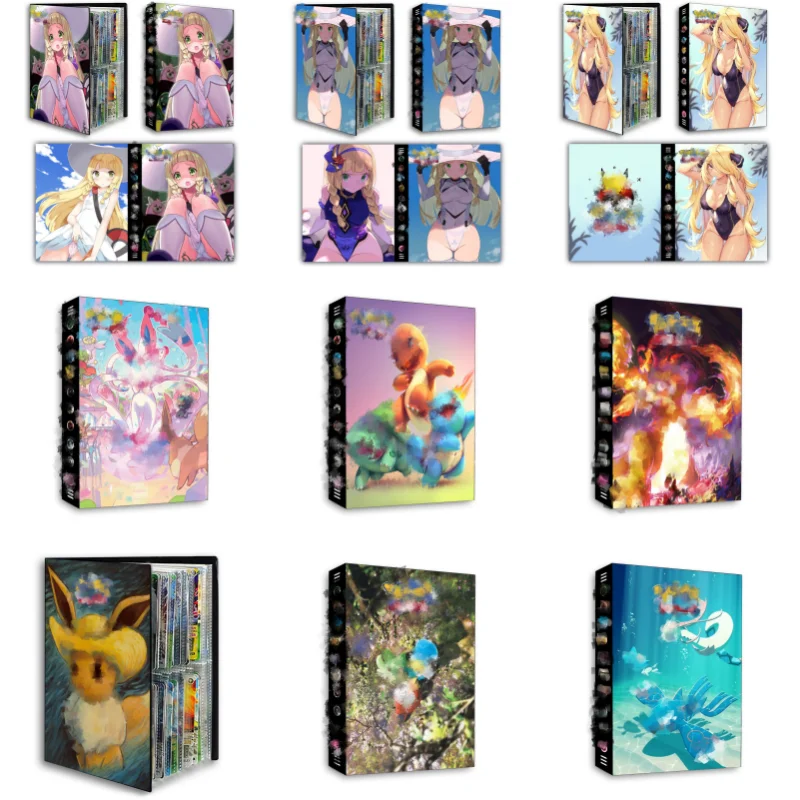 120PCS Card Album Collectible Lillie Sylveon Charizard Large-capacity Card Book Anime Game storage Folder fans Gift Kids Toy