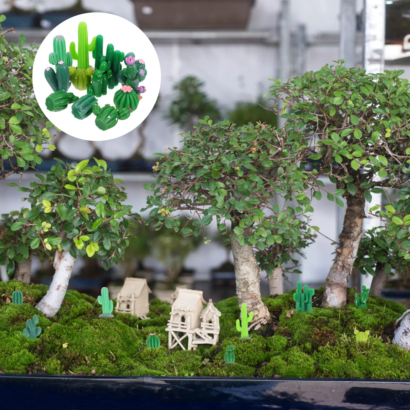 

12pcs Mini Cactus Resin Ornaments Micro Landscape For Desk Office Home Decor Diy Garden Succulent Small Ornaments