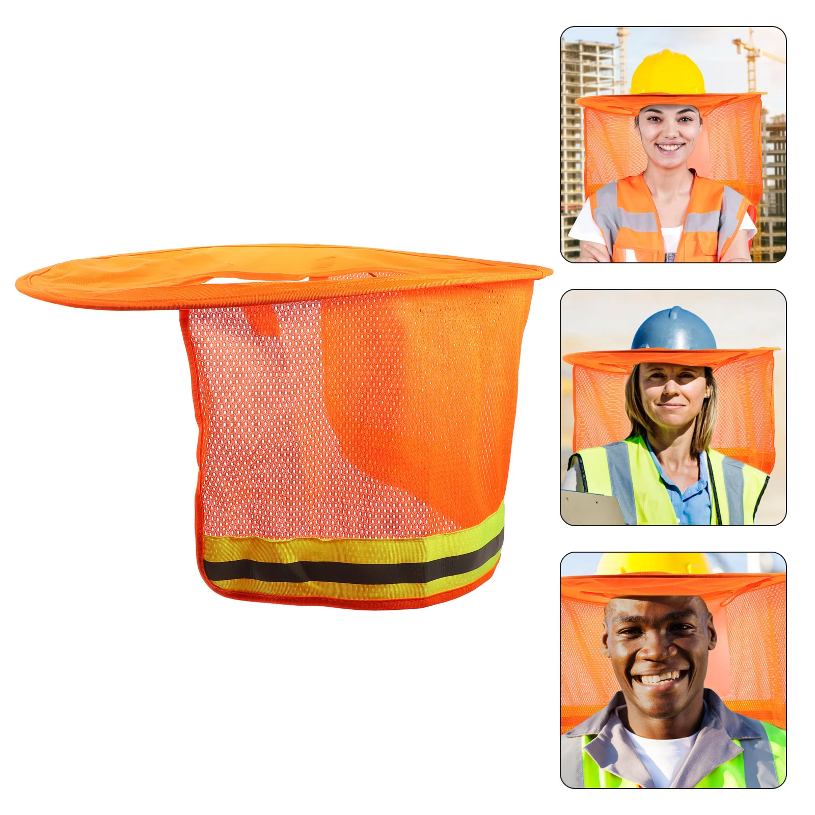 

Hats for Men Reflective Cover Construction Accessories Hard Visor Full Brim Sun Shade Neck 455X455X24CM Orange Man