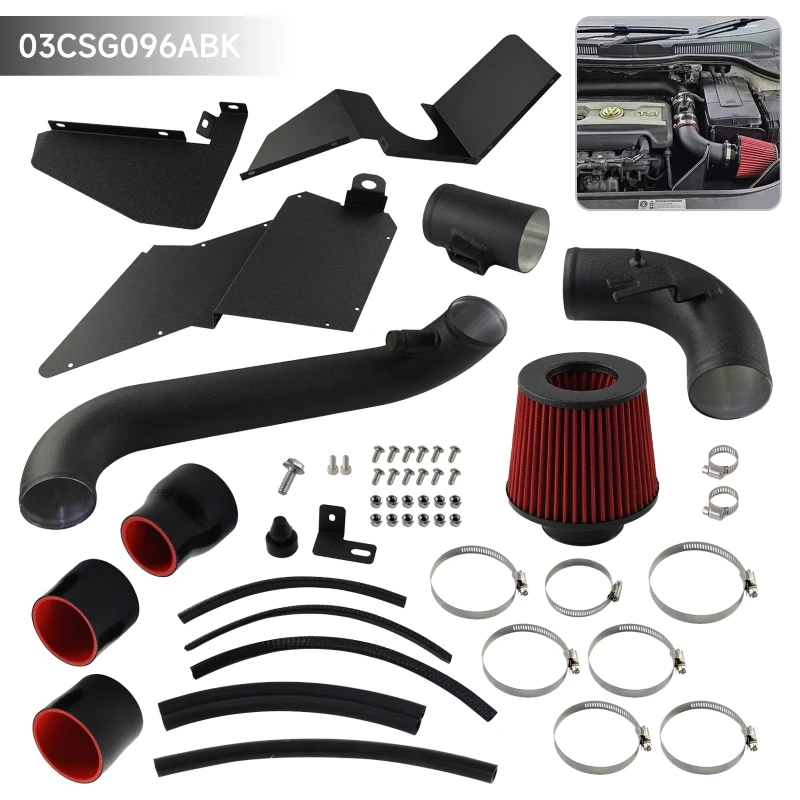 Black Cold Air Intake High Flow System Kit Fits for VW MK6 GTI Jetta Passat Audi TT A3 EA888 1.8T 2.0T Engine Air Filter