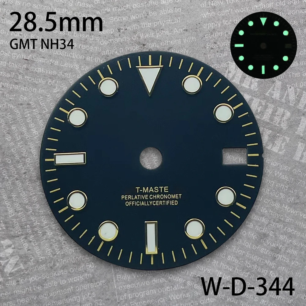 28.5 mm S Logo GMT Dial Suitable For NH34 Japan Movement Green Luminous Sunburst High Quality Watch Modification Accessories