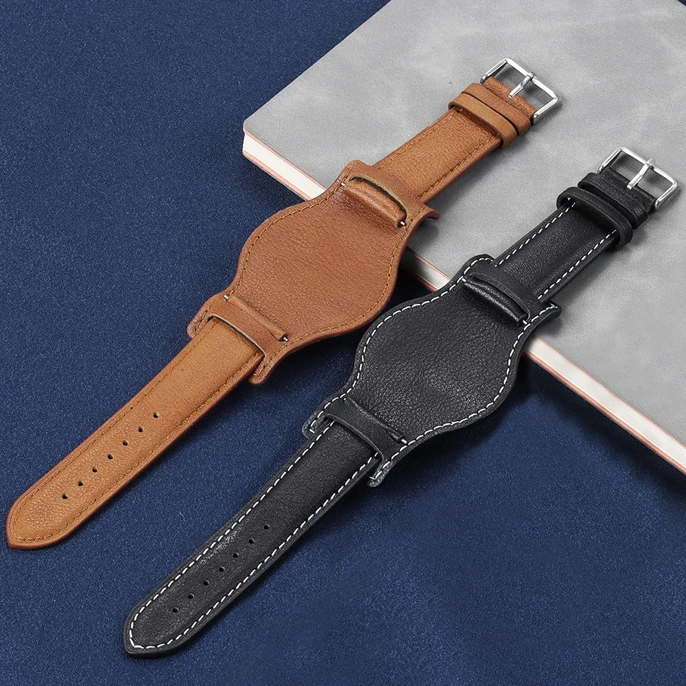 18mm 20mm 22mm Retro Genuine Leather Watch Band for Seiko for Omega Cowhide High Quality Handmade Strap Replacement Wristband