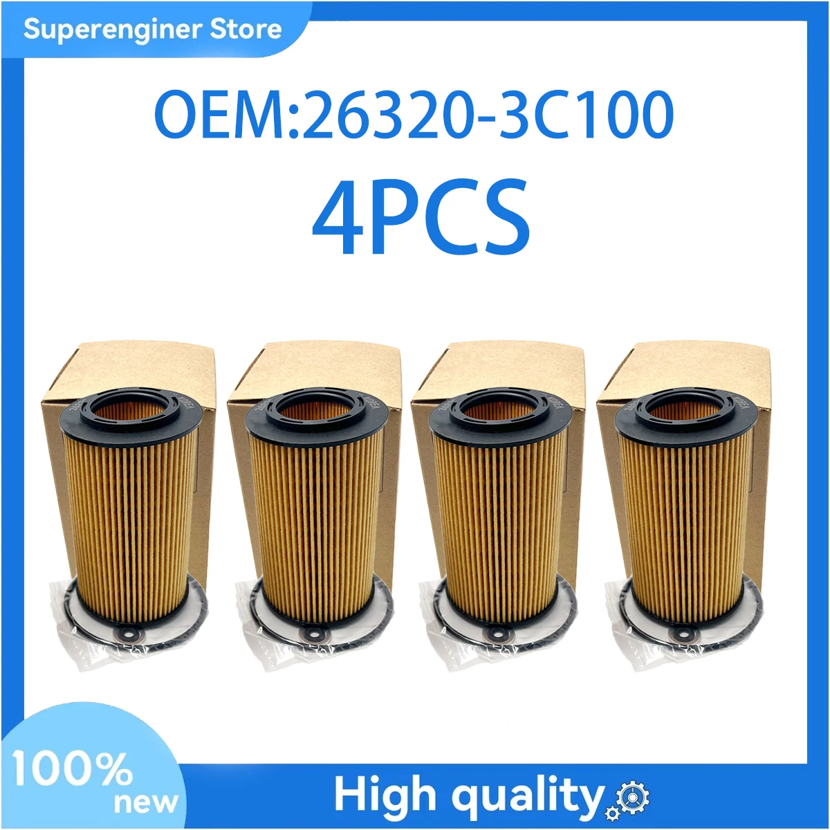 

4PCS Oil Filter KIT 26320-3C100 w/ Washer&Gaskets for Hyundai Santa Fe Sonata Kia Sorento 263203C100