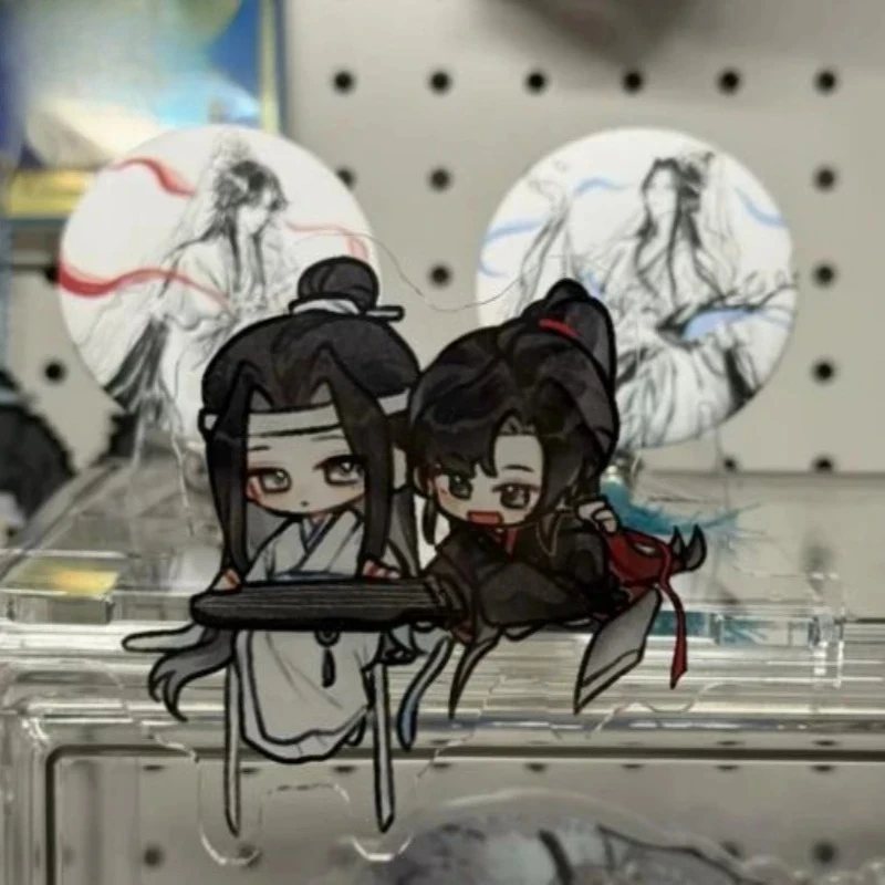 Anime Mo Dao Zu Shi Acrylic Plaque Cartoon Sitting Posture Sign Wei Wuxian Lan Wangji Stand Model Exquisite Decoration Keychain