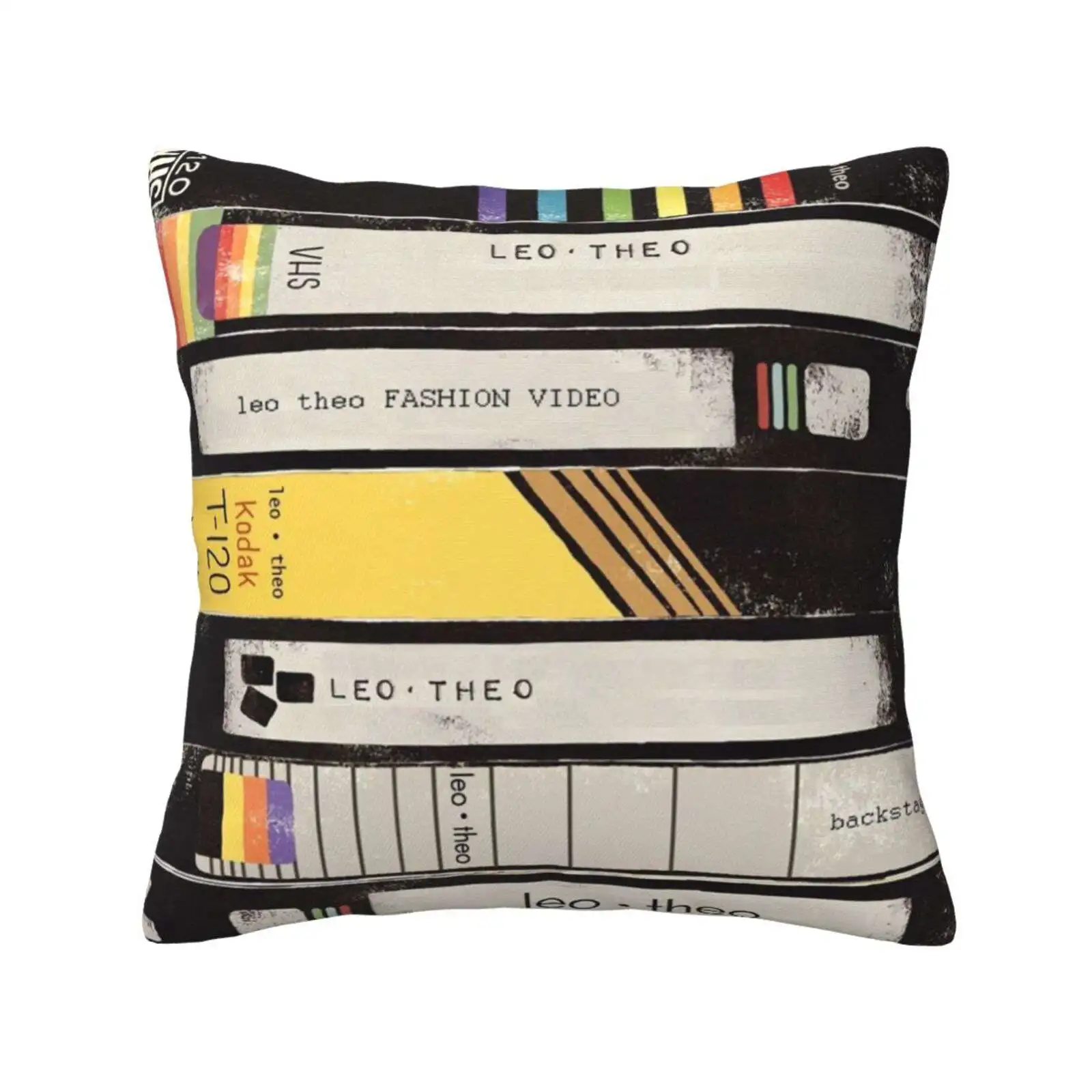 Music Box Cassette Vhs Vinyl Vintage And Road Signs Throw Cushion Pillow Cover Musicbox Cassettes Video Picup Record Vinyl Road