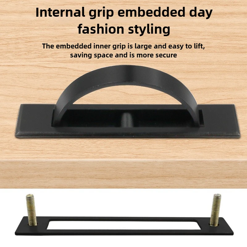 Tatami Zinc Alloy Hidden Handles Door Embedded Pull Cover Floor Cabinet Handle Dark Recessed Knobs Furniture Hardware