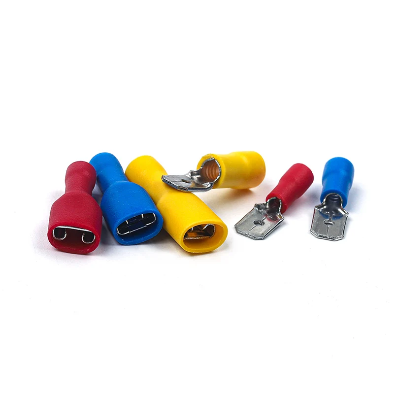 50PCS(25 Set) FDD/MDD 6.3mm Terminal Female+Male Spade Insulated Electrical Crimp Terminal Connectors Wiring Cable Plug