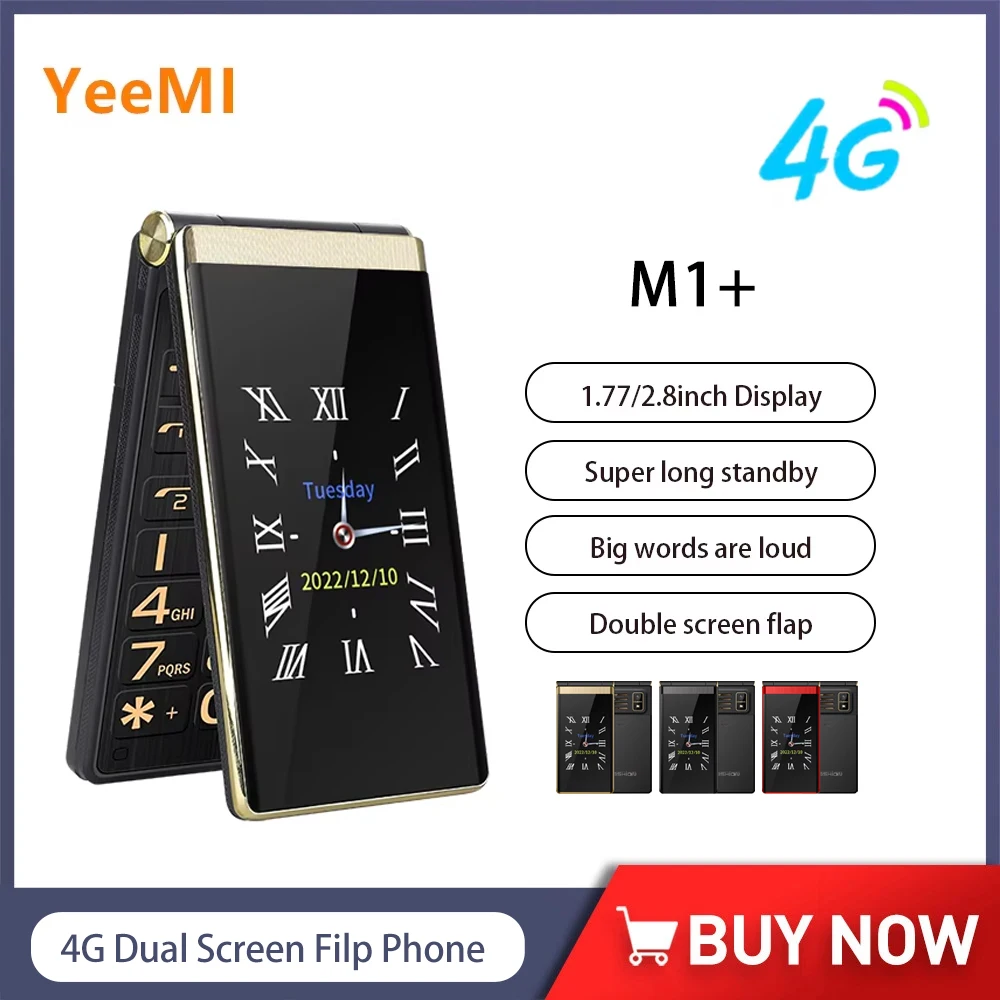 

Телефон-раскладушка Yeemi M1 + 4G, 1,77/2,8 дюйма, двойной дисплей