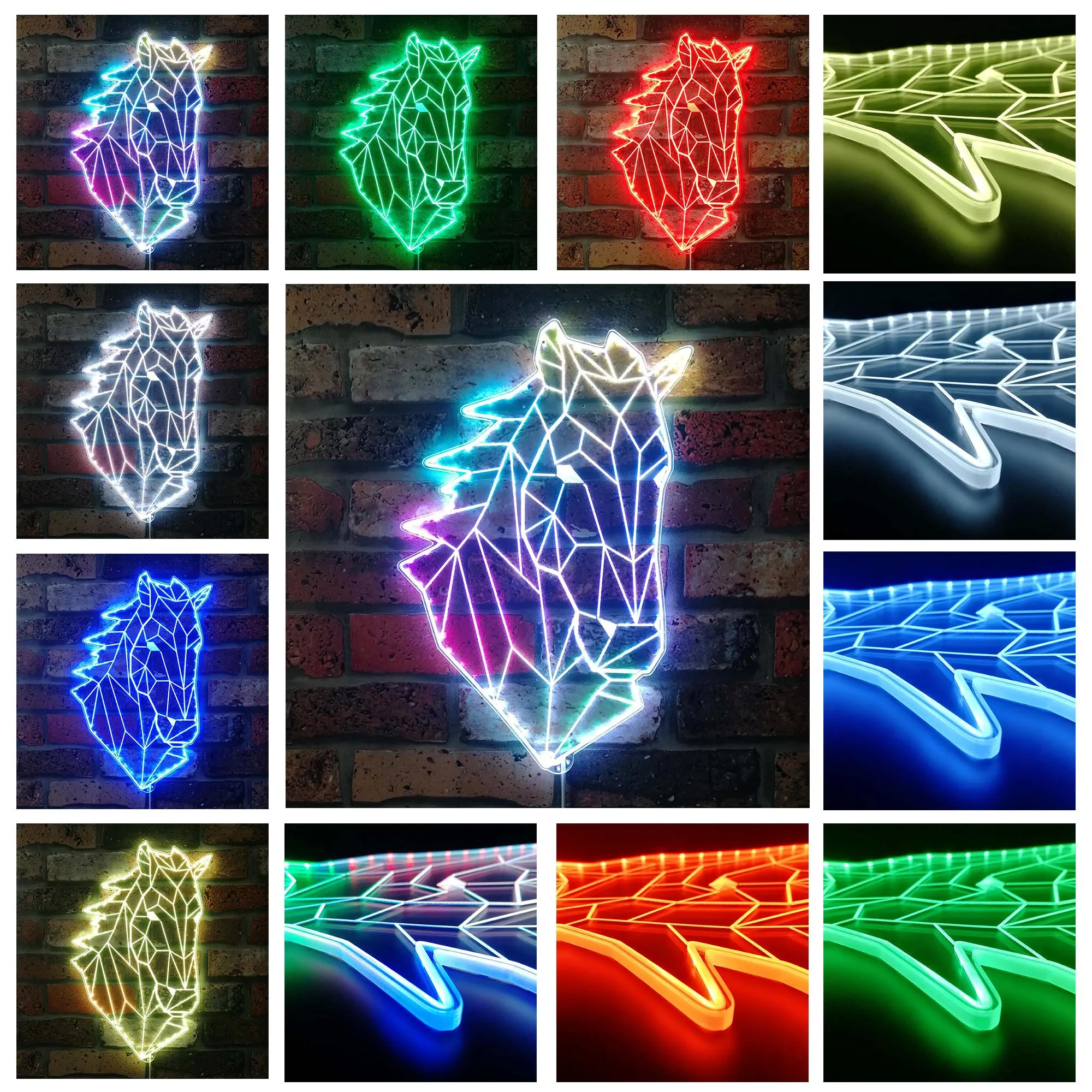 Horse Head Geometric RGB Dynamic Glam LED Sign st06-fnd-i0290