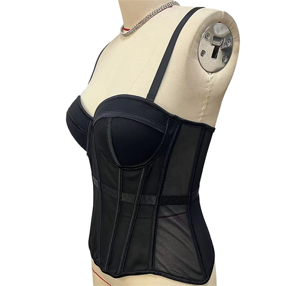 Becirzet Elegantes Formgebendes Sexy Spitzenkorsett Damen-Bustier Taillentrainer Schlankes Crop-Top Körperformer Mehrfarbiger Fischgräten-BH – Detail 6
