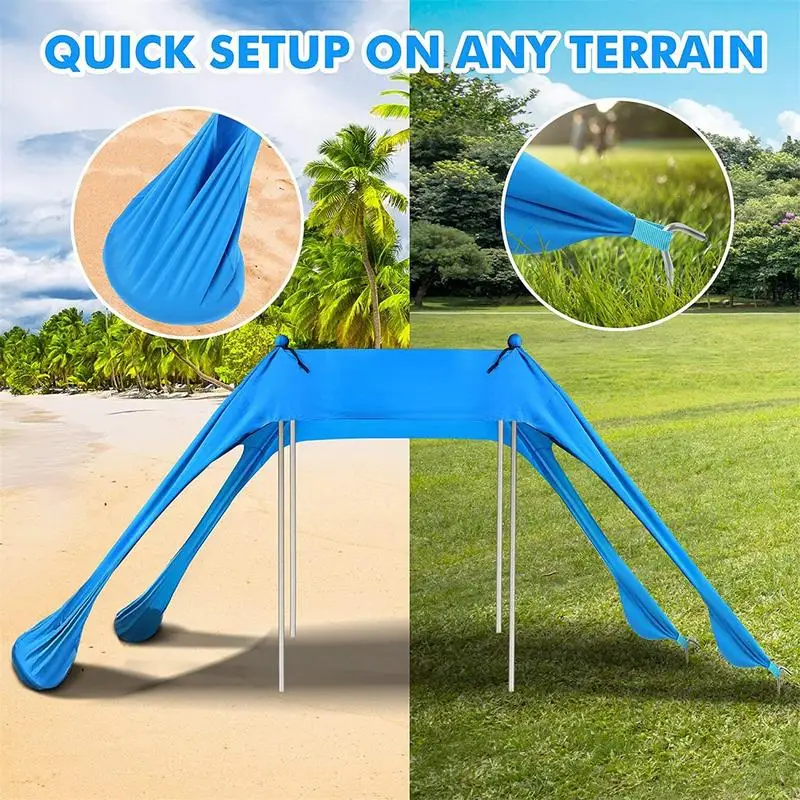 Outdoor Beach Tent Sun Shelter Camping Shades Tents Windproof One-piece Beach Canopy Tents UPF50+ Portable Family Tent For Beach