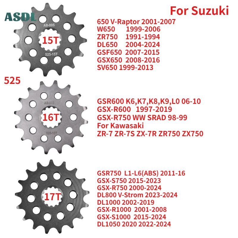 Front Sprocket Gear Wheel 20CrMnTi for Suzuki ZR750 DL650 GSF650 GSX650 GSR600 GSX-R600 GSX-R750 GSR750 DL800 DL1000 GSX-S1000