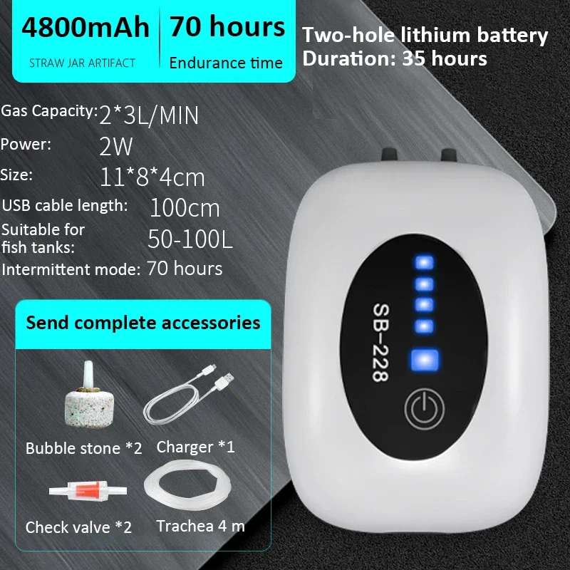 Aquarium Oxygen Air Pump Compressor Fish Tank USB Charging Mini Portable Ultra Silent Fishing Oxygenator Aquarium Accessories