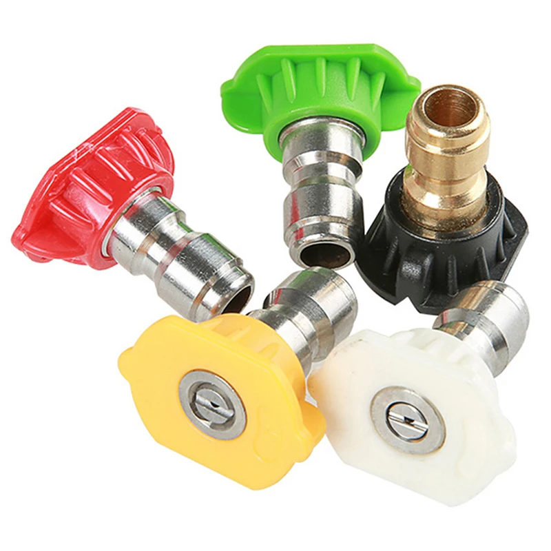 1/4" Quick Connect Rotary Coupler Adjustable Adapter with 5 Spray Nozzles Copper Connection for High Pressure Car Washer