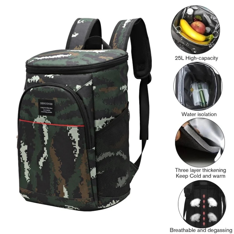 25L Suitable Picnic Cooler Backpack Thicken Waterproof Large Thermo Bag Refrigerator Fresh Keeping Thermal Insulated Bag