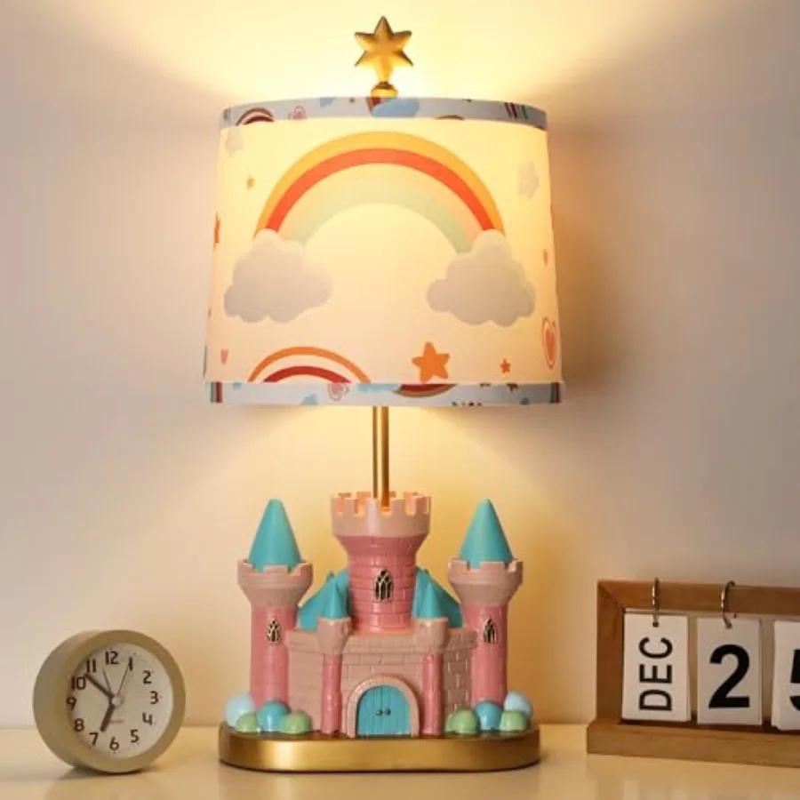

Castle Bedside Table Lamp for Kid, Princess Nursery Lamp for Girl Bedroom Nightstand Decor, Cute Desk Lamp for Study Room, 1 LE