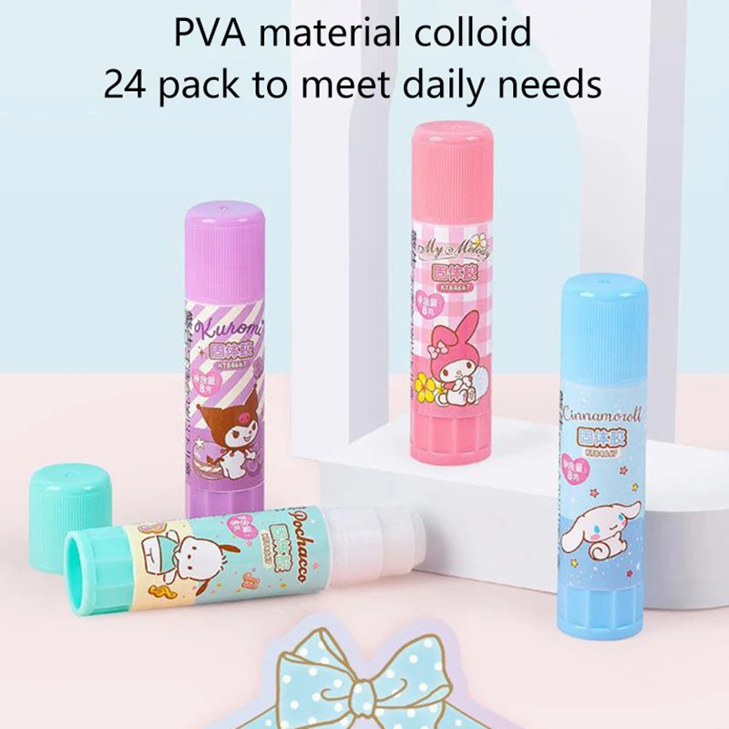 1pcs Glue Stick Kawaii Kuromi Cinnamoroll Cartoon Family Gao Yan Student PVA Handmade Diy Glue 8g Cartoon Cute Gift