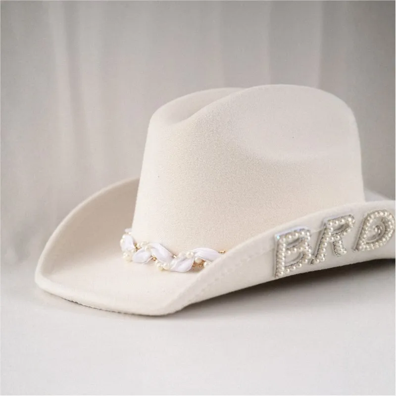 

White bridal hat top party wedding music festival carnival ball elegant