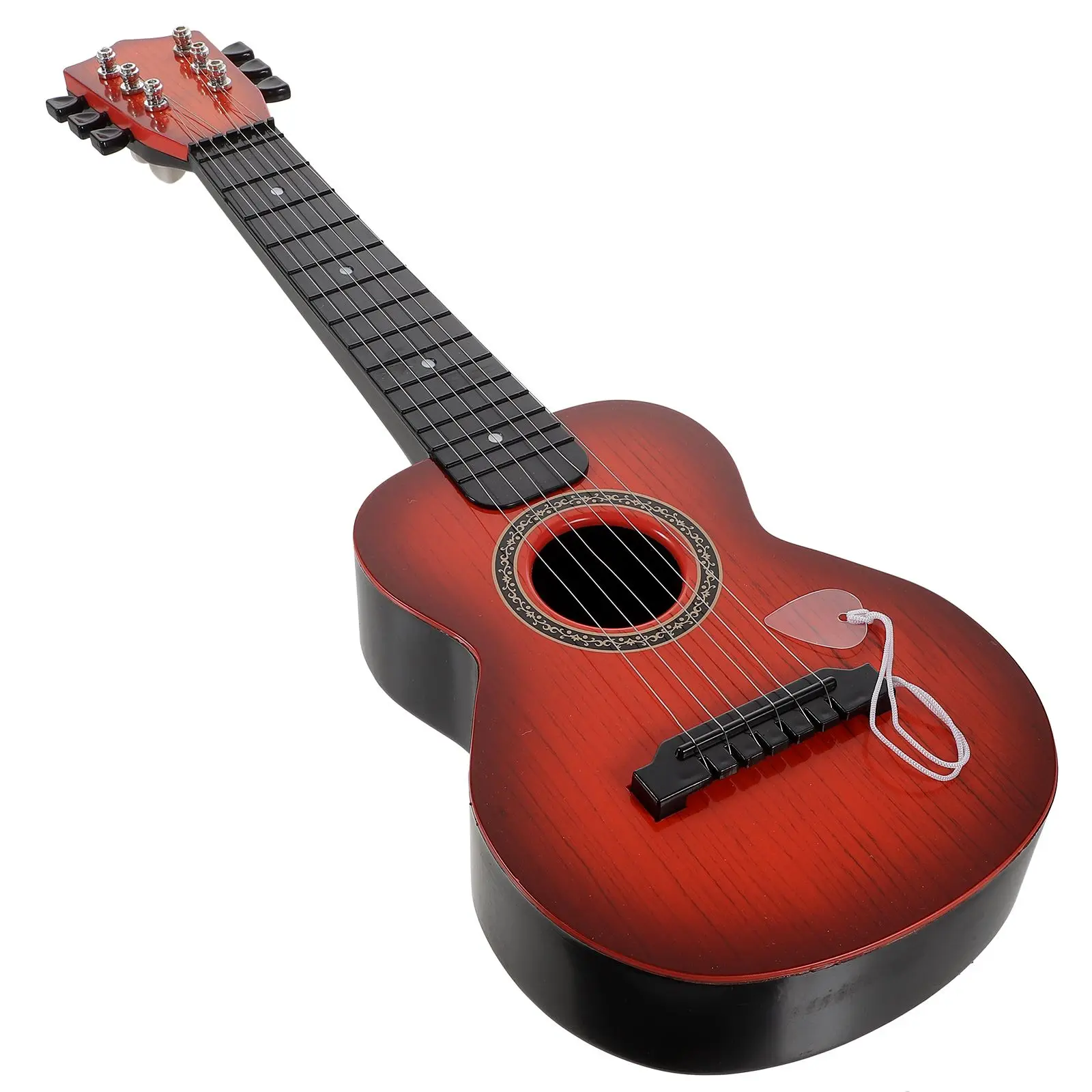 Mini Educational Guitar Toy Brown ABS Plastic 6 Strings 56x20x9cm Simulated Early Guitar Kids Instrument Play Drum Sound
