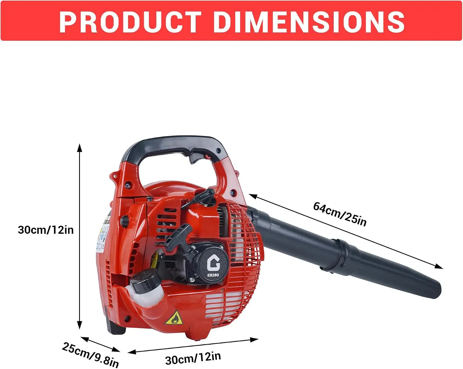 28CC Handheld Gas Leaf Blower, 1.1HP 490CFM 280MPH, Cruise Control, Lightweight Gas Powered Blower for Lawn Care, Yard Work