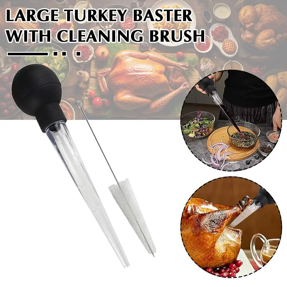 1pc Turkey Oil Dropper Cooking Turkey Chicken Oil Dropper Bbq Pipe Tube Flavour Baster Kitchen Syringe Food Pump Tools E2h6