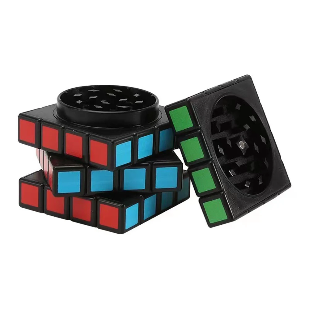 Magnet Magical Cube Shape Herb Grinder for Smoke Zinc Alloy Color Cube Four-layer Square Tobacco Smoking Accesoires