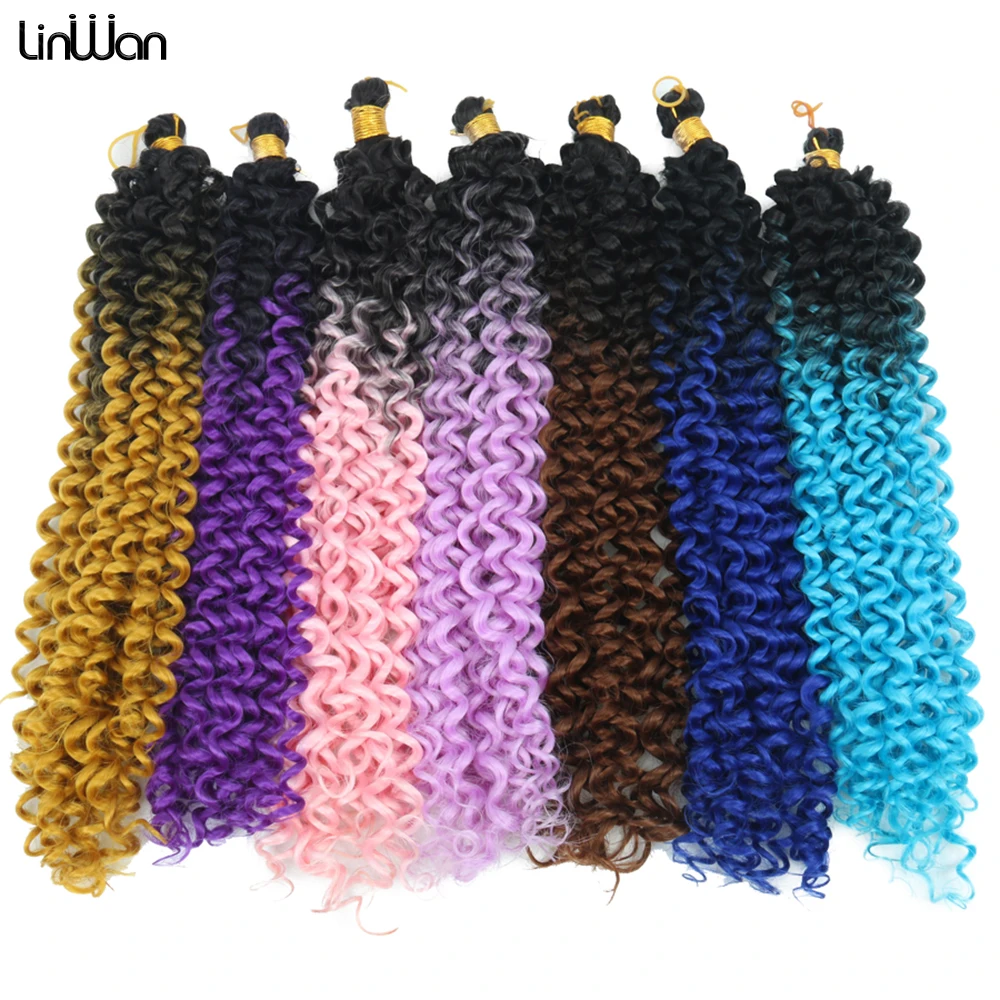 

14 Inch Afro Curl Water Wave Braids Bundles Synthetic Crochet Hair Braiding Hair Extensions Kinky Twist Hair African Curl Women