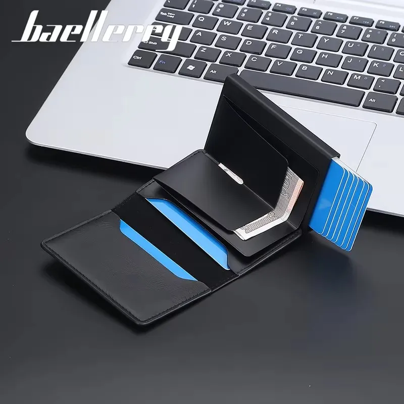 Nuovi mini portafogli per carte da uomo RFID nome personalizzato semplici borse da uomo corte porta carte di alta qualità portafoglio da uomo sottile