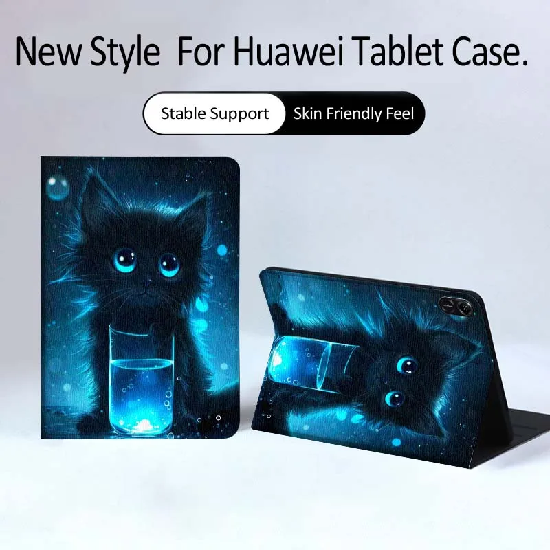 

Cartoon Black Cat Blue For Huawei MatePad Pro Air 12 X Honor Pad 8 V8 9 13 GT GT2 3 12.6 13.3 Inch Tablet Case