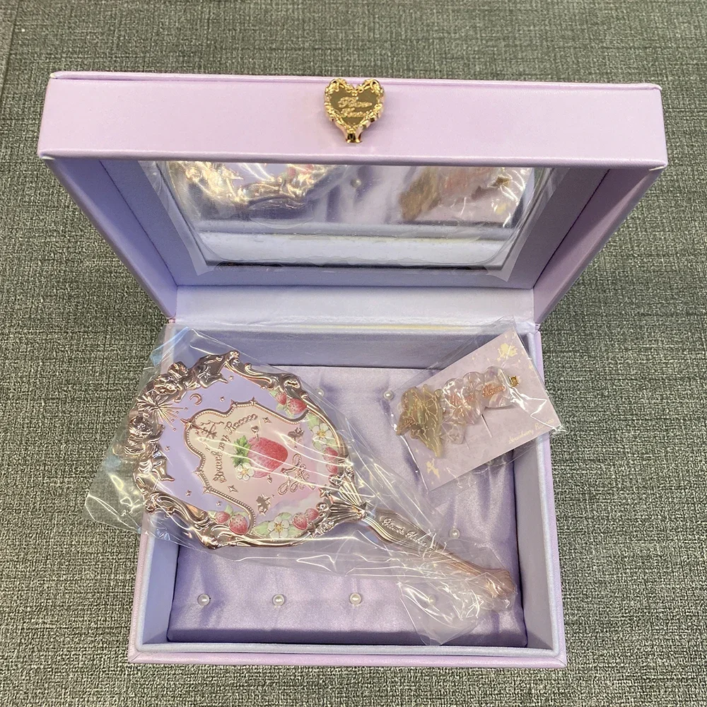 Flower Knows Violet Strawberry Rococo Jewelry Empty Box Handheld Makeup Mirror Hair Accessories And Clips Makeup Sets