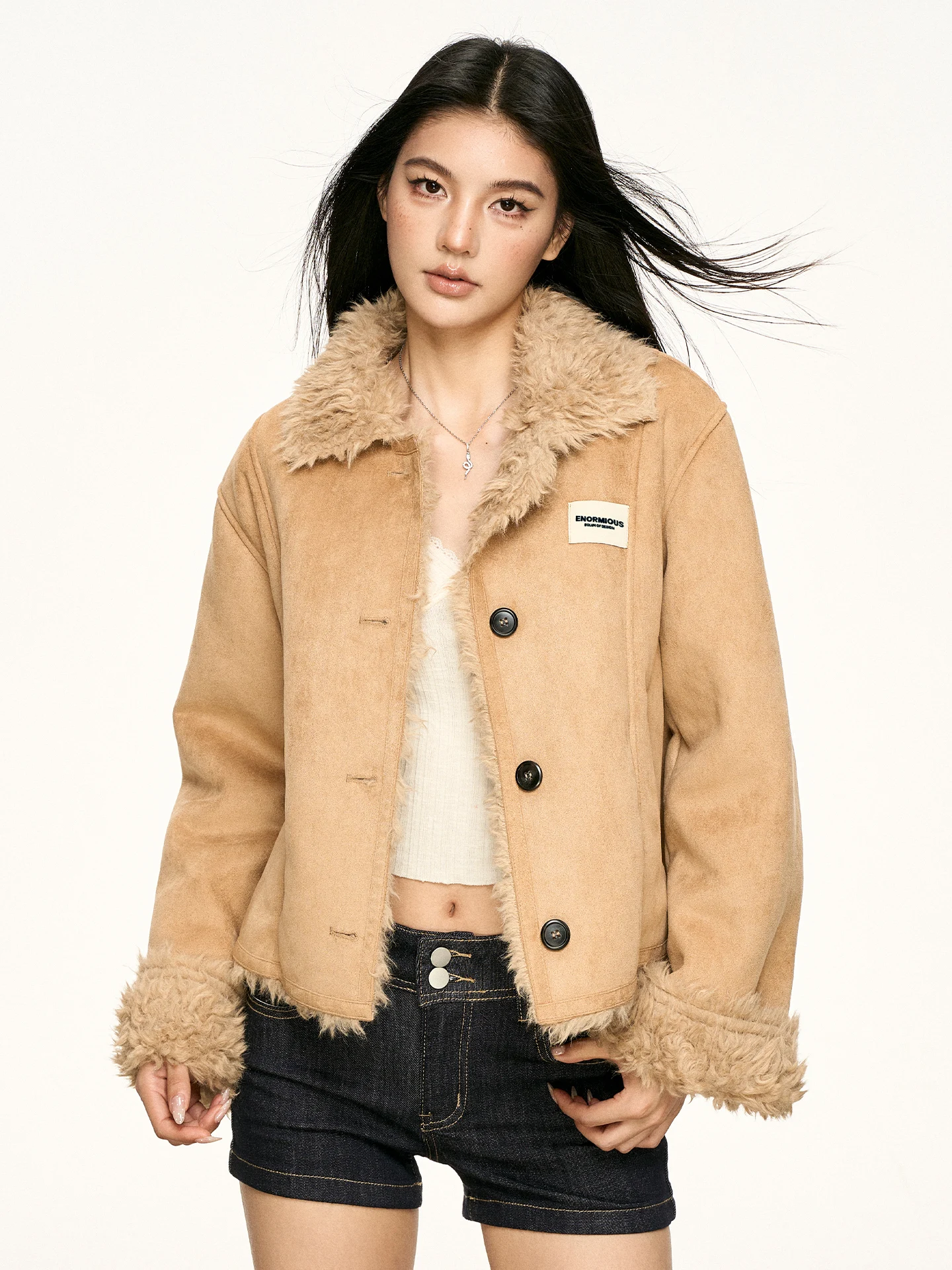 

Женское винтажное пальто Aaisup в корейском стиле из замши с воротником, утепленное, свободного кроя, из хлопка, с длинными рукавами и застежкой на пуговицы