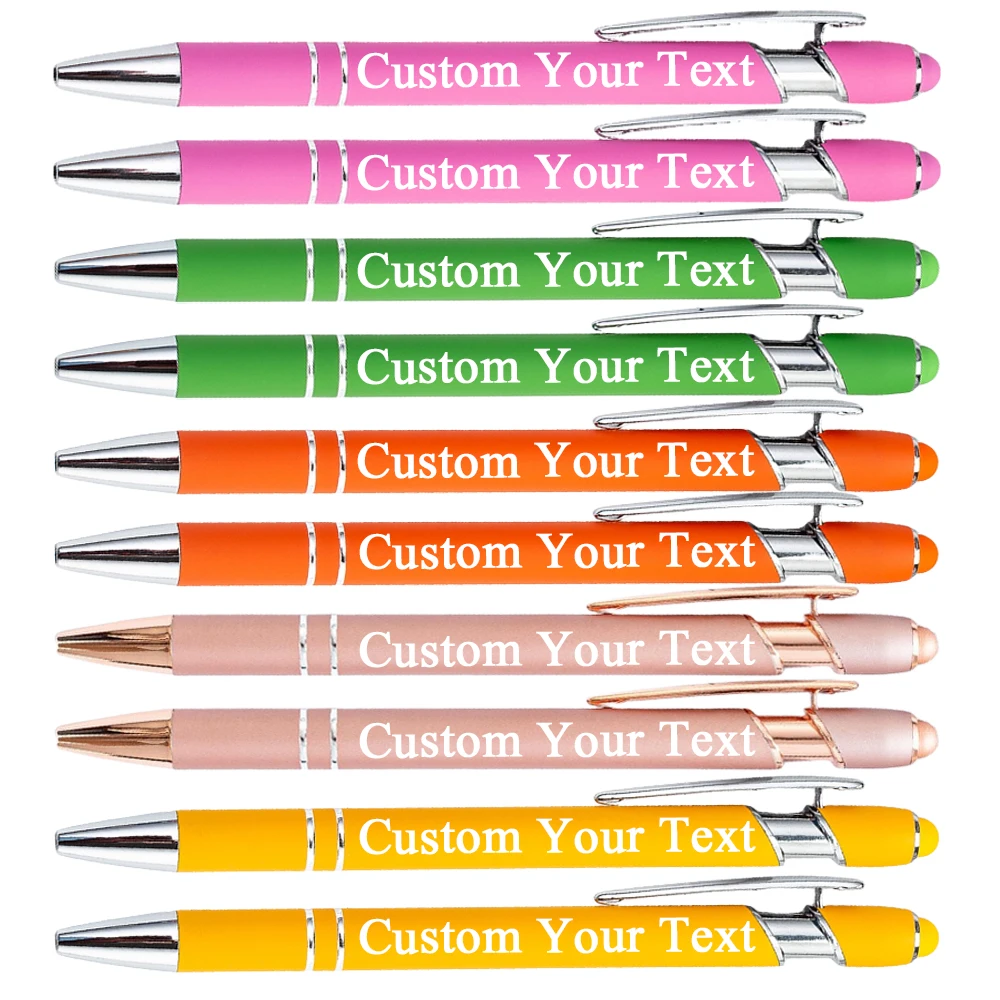 

10Pcs Ballpoint Pens Personalized Custom Logo Pen With Name Engraving Text School Teacher Stationary Wedding Gift Ball Pen