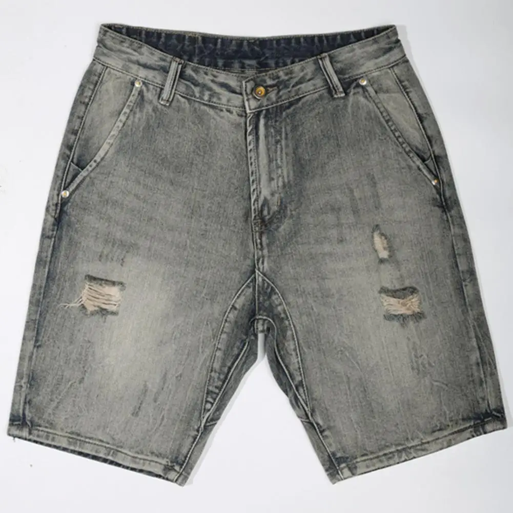 

Deform-resistant Men Jeans Straight Leg Shorts with Multi Pockets Stylish Men's Denim Shorts Straight Leg Multi for Casual