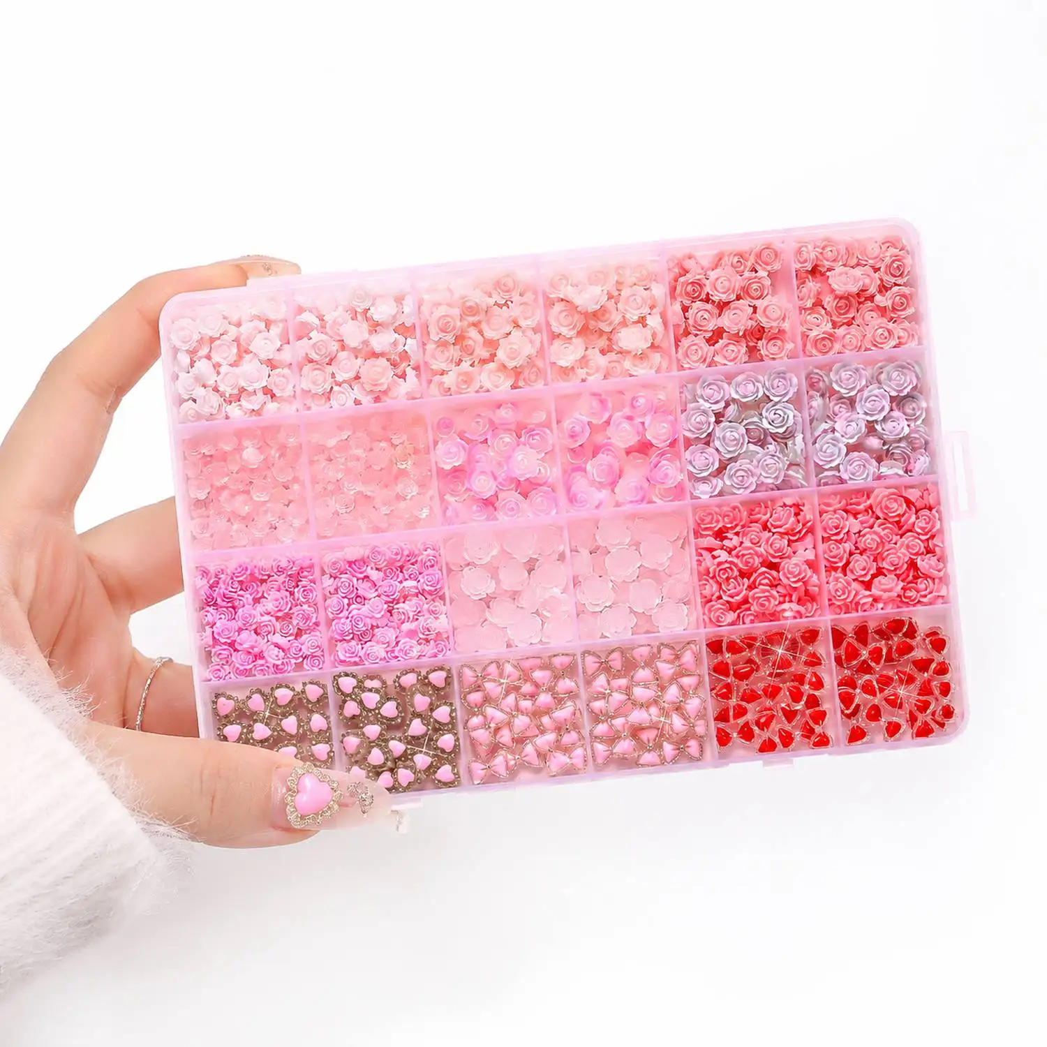 

1Box Elegant Rose Small Flower Nail Charms Clear Resin Small Flower Nail Art Decoration Handmade Charm Small Flower Nail Parts