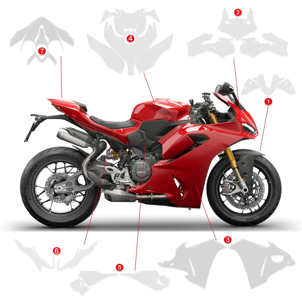 ل Ducati PANIGALE V2 PPF طبقة حماية الطلاء دراجة نارية بولي TPU المضادة للخدش عدة Panigale V2 هدية أجزاء واقية 2025 #2