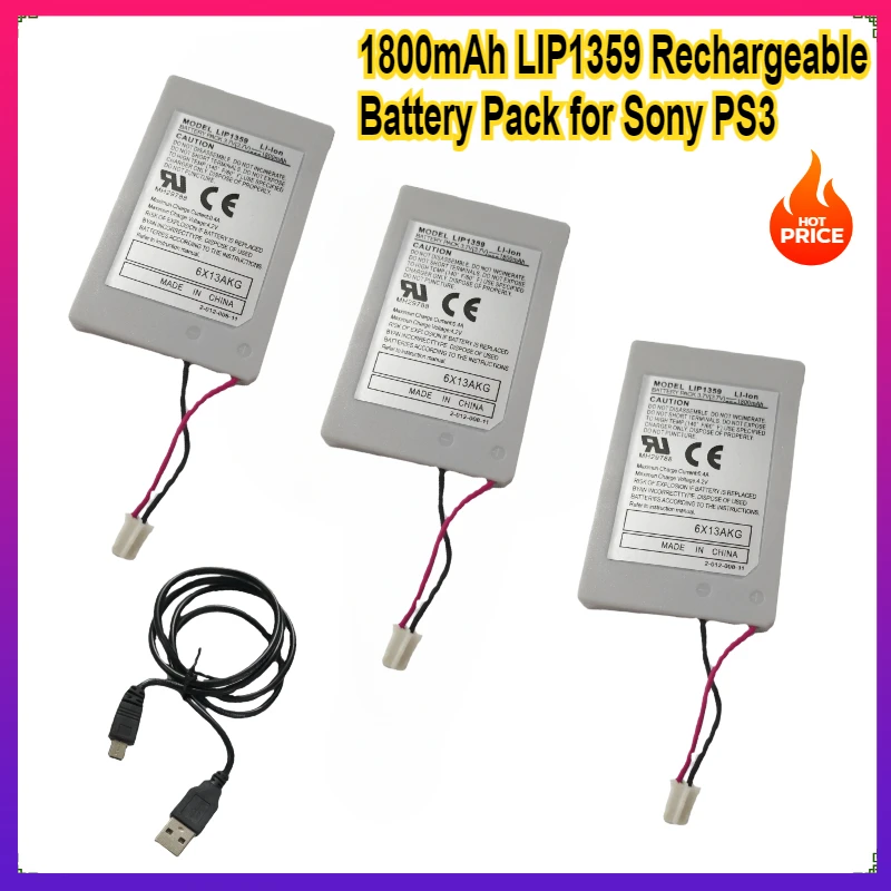 

1800mAh LIP1359 Li-ion Rechargeable PS3 Battery Pack for Sony Bluetooth Controller Console CECHZC2E CECHZC2U Wireless Controller