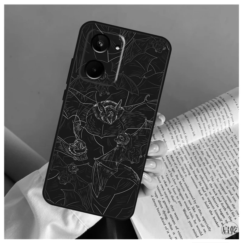 Goth Vampire Bat Gothic Case For Realme C51 C55 C53 C35 C33 C30 C67 C21Y C25s C15 9 10 11 12 Pro Plus GT Neo 5 Cover