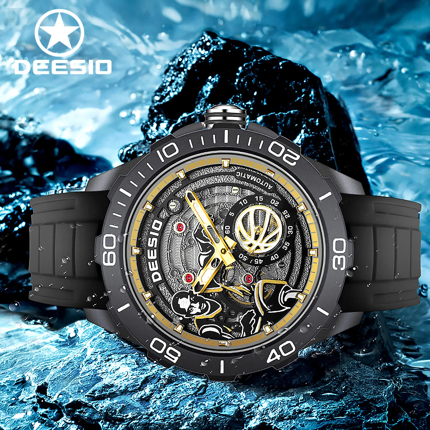 

Deesio мужские баскетбольные часы автоматические механические спортивные корпус из углеродного волокна сапфировое стекло светящийся циферблат противоударный роскошный подарок