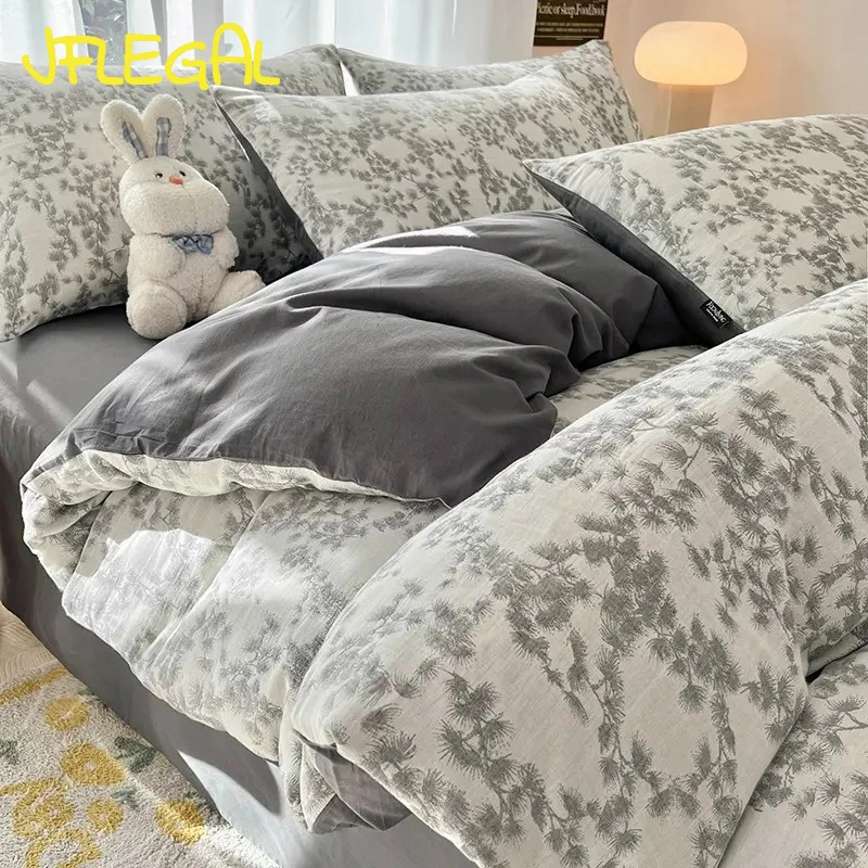 

JFLEGAL 100% Cotton Bedding Set 4pcs Jacquard Double Queen US King Size Duvet Cover Bed Sheet Bed Quilt Cover Full Set sabanas