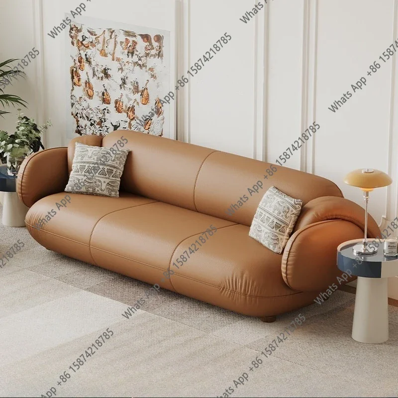 

J Modern Simple French Cream Wabi Wind Small Apartment Three-person Straight Row Creative Design Apartment Napapi Sofa