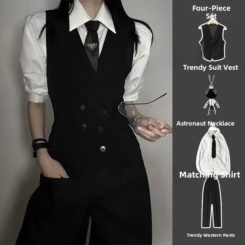 

Neutral Sle Busin Suit Vest Men's Women's Slim Fit Briti Gunloe Vest Jaet Double Slit Autumn Special Wide Fit
