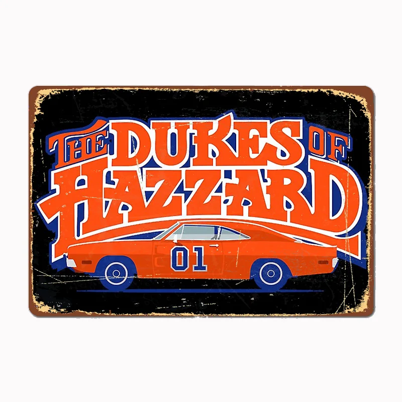 The Dukes of Hazzard General Lee Metal Sign Metal Poster Garage Room Wall Decoration Cinema Living Custom Tin Vintage Home Decor