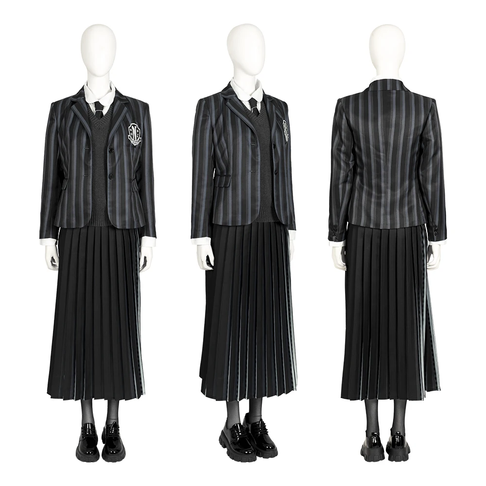 Wednesday Addams Cosplay Costumes Girls School Uniform Nevermore College Suit Halloween Party Sets Costumes For Women