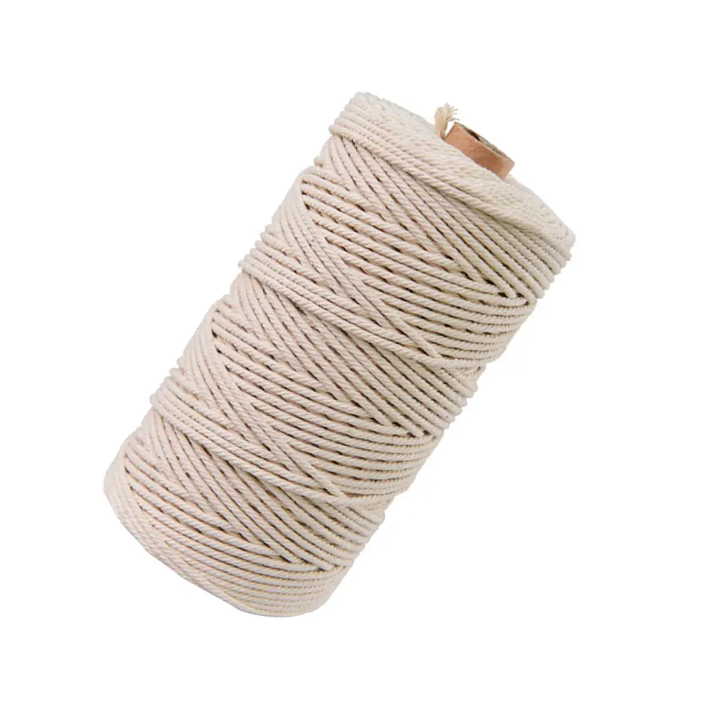

200M 3Mm Natural Cotton Rope Cream Color Unbleached for Macrame Crafts Wall Hangings Plant Hangers DIY Tassels Braided Cordage