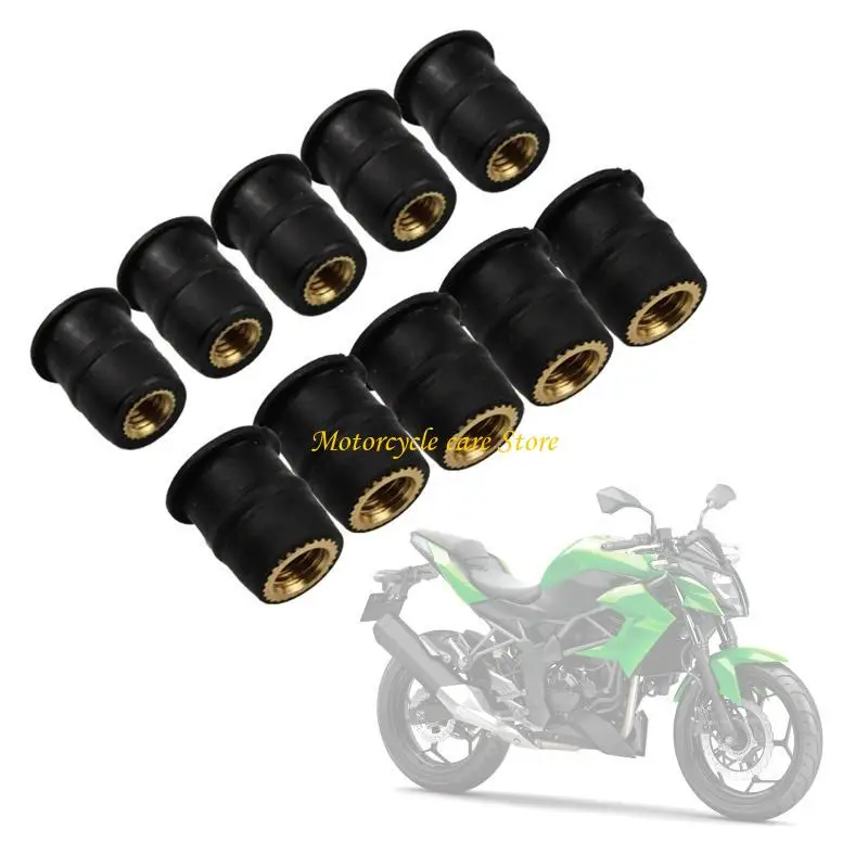 u75f 10pcs الزجاج الأمامي للدراجات النارية الأسرع طقم أسرع المطاط بئر