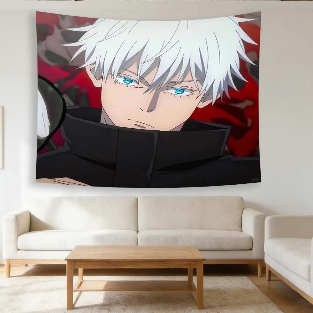 Jujutsu Kaisen Gojo Satoru Wandteppich, Anime-Wanddekoration, Flachdruck-Schlafzimmer-Wandbanner, JJK-Fan-Geschenk