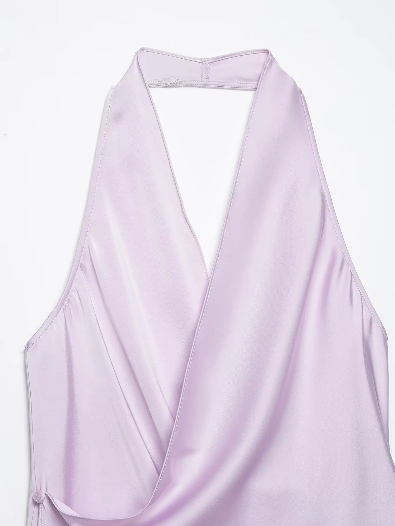 HH Damen Sommer Satin Neckholder-Top Damen Wickel-Bluse mit V-Ausschnitt und Rückenbindung Asymmetrische Bluse Niedliche Alltags- Urlaubs- und Geschäftskleidung – Detail 39
