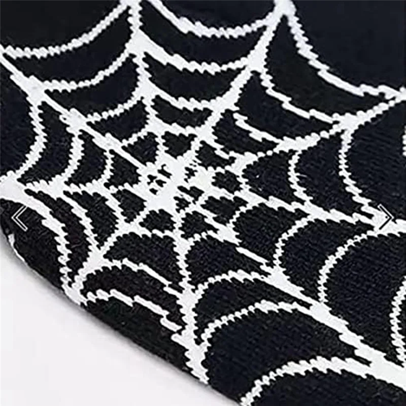 ABJT-Women Beanie Winter Warm Beanies Men Casual Skullies Outdoor Y2K Gothic Spider Pattern Wool Acrylic Knitted Hat A Durable