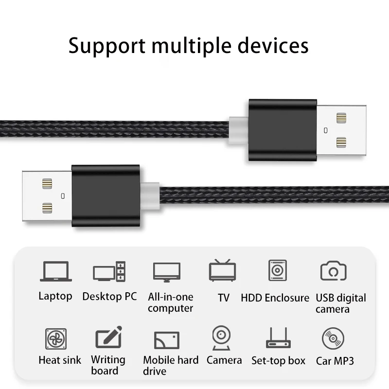 Cable de extensión USB A USB tipo A macho, extensor USB para radiador, disco duro, Webcom, cámara, ordenador