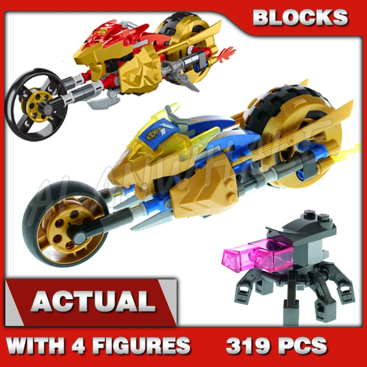 319pcs Shinobi Crystallized Jay's Golden Dragon Motorbike Spider Sidekick 60013 Building Blocks toys Compatible With Model